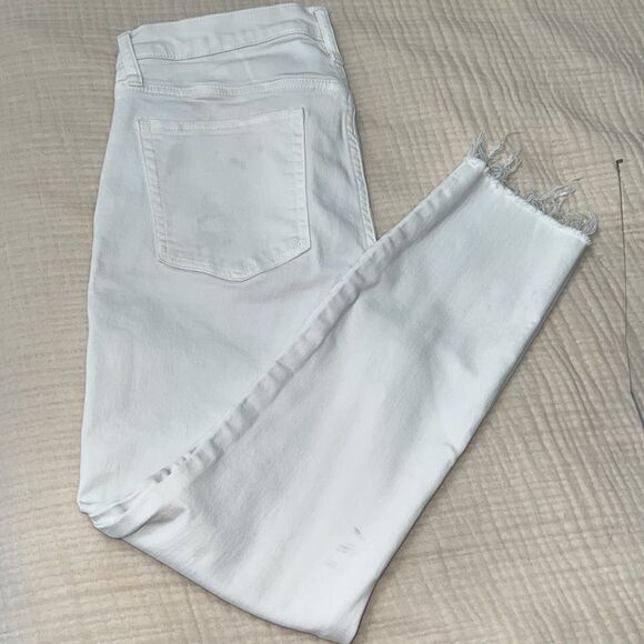 SOLDGAP True Skinny High Rise Raw Hem White Jeans with stretch size 31/12 - Picture 5 of 5